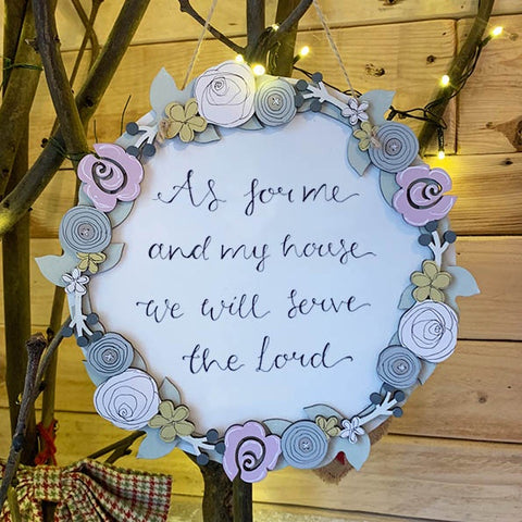 Round Layered Plq with Floral Border - As for Me and My House 9818